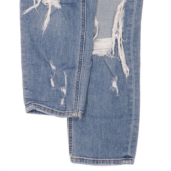 Eunina Jeans Juniors 7 Frankie Mid Rise Girlfriend Destroyed Blue Denim 29x26.5 - Picture 5 of 10